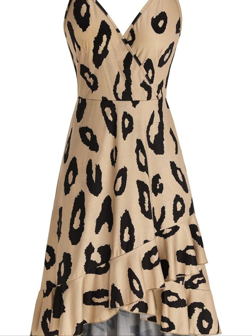 Beige Leopard Print Wrap Midi Dress